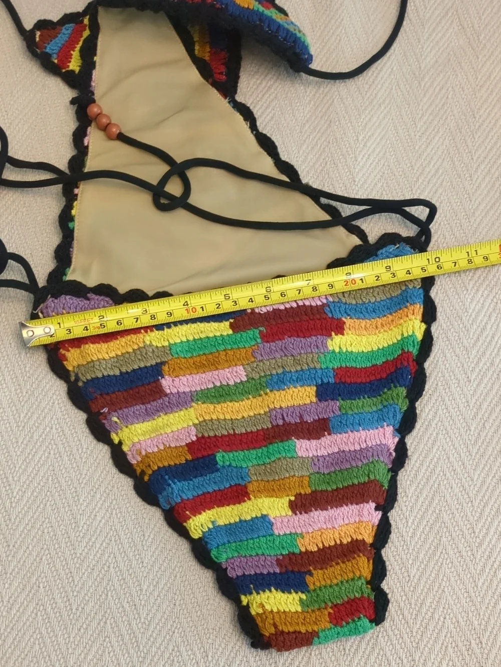 Free People It's Not Cool Multicolor Crochet Triangle One Piece Swimsuit Sz XS/S